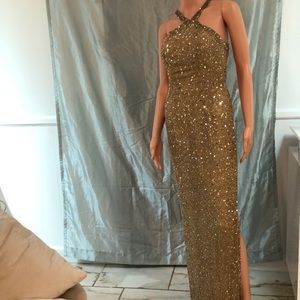 Glittery gold evening gown